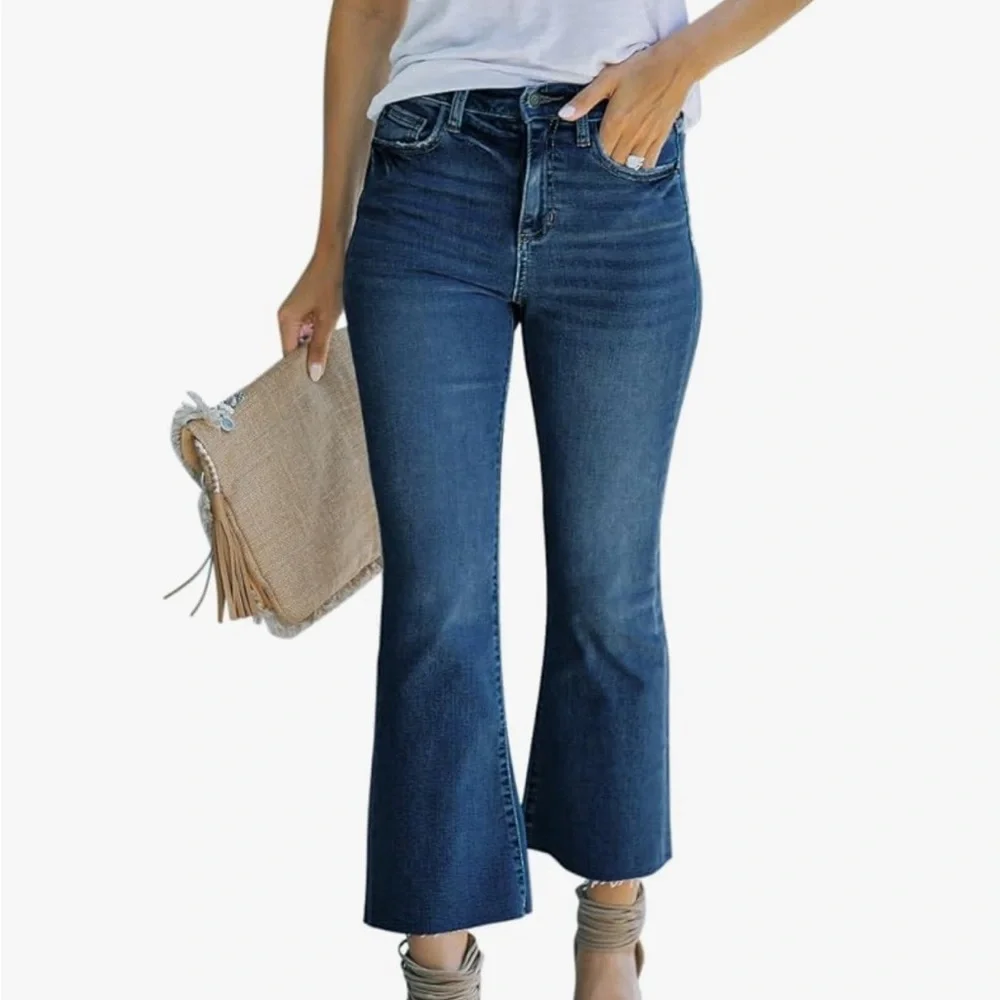 Women's High Waisted Crop Flare Jeans Size 8 - Picture 1 of 6